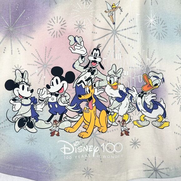 DISNEY Tye Dye Jersey with Disney Characters and Disney100 BRAND NEW. NEVER WORN - Picture 9 of 9